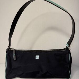 Kate Spade New York Nylon Black/Teal Trim Small Hand Bag